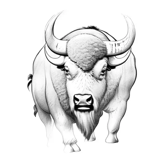 Buffalo in a storm tattoo design idea