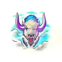 Buffalo in a storm tattoo design idea