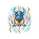 Buffalo in a storm tattoo design idea