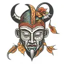 african mask tattoo design idea