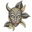 african mask tattoo design idea