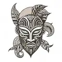african mask tattoo design idea