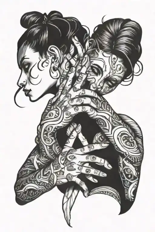 Lesbian hand choking her tattoo design idea