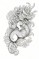 Pixiu x Kirin vertical tattoo design idea
