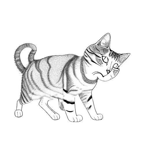 a cat wearing an evil eye necklace tattoo design idea