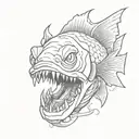 abyssal fish big teeth  tattoo design idea