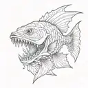 abyssal fish big teeth  tattoo design idea