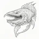 abyssal fish big teeth  tattoo design idea