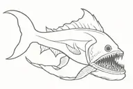 abyssal fish big jaw tattoo design idea