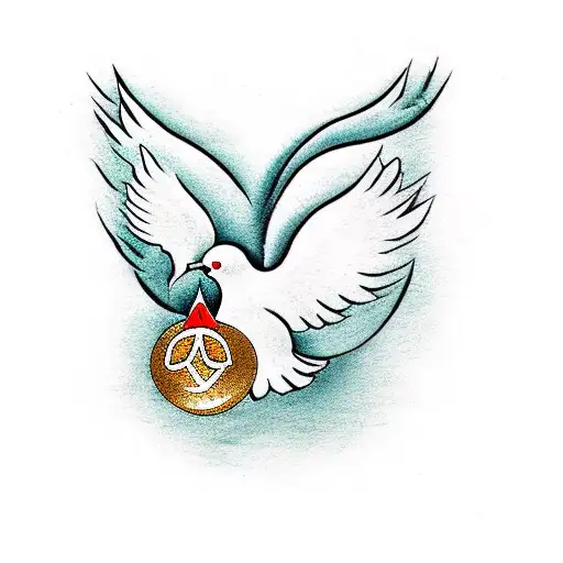 a peace dove with a grenade in its paws tattoo design idea