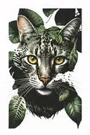 cat in the rainforest tattoo design idea