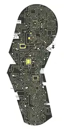 computer with c++ code with squares in the background tattoo design idea