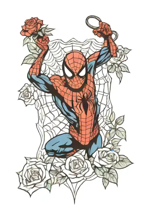 Spider man with rose tattoo design idea