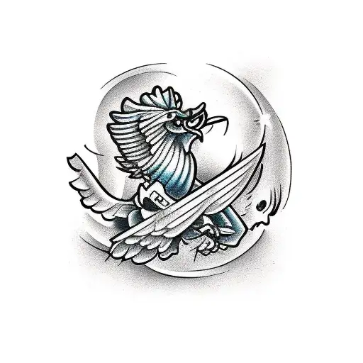 cartoon muscle chicken tattoo design idea