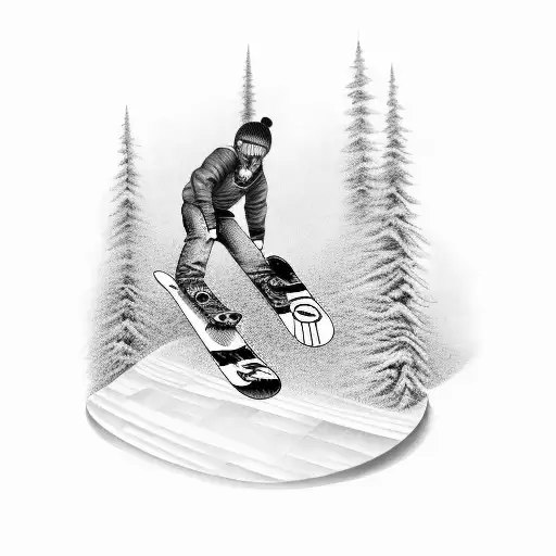 music and snowboard tattoo design idea