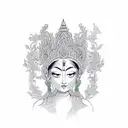 Green Tara sitting  tattoo design idea
