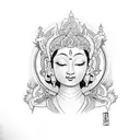 Green Tara sitting  tattoo design idea
