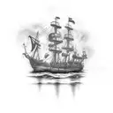 weathered ghost ship tattoo design idea