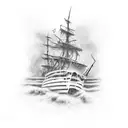 weathered ghost ship tattoo design idea