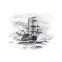 weathered ghost ship tattoo design idea