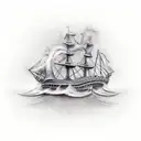 weathered ghost ship tattoo design idea