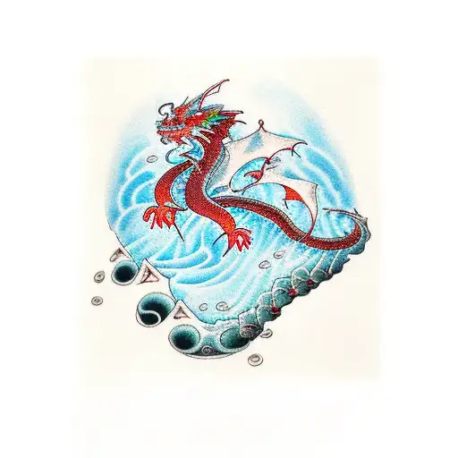 Coi fish climbing up a waterfall and then becoming a dragon once jumped over the waterfall tattoo design idea