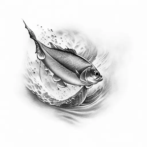 Coi fish climbing up a waterfall tattoo design idea