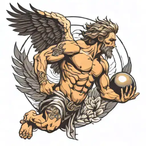 Prometheus greek god witn an eagle flying tattoo design idea