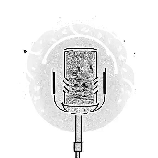 A microphone surrounded by musical notes and a trail of soundwaves, symbolizing the power of your voice as a rapper tattoo design idea