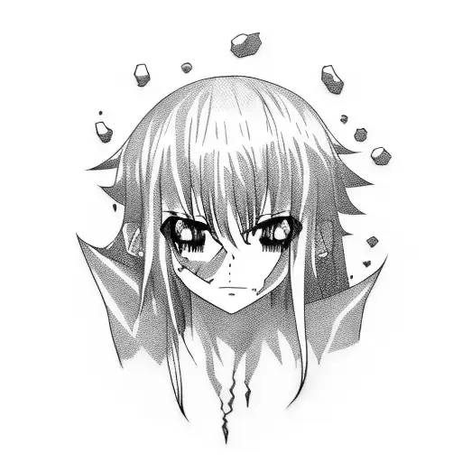 Anime character shedding bloody tears tattoo design idea