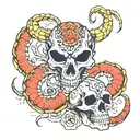 scorpion fox skull round square tattoo design idea