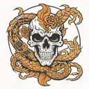 scorpion fox skull round square tattoo design idea