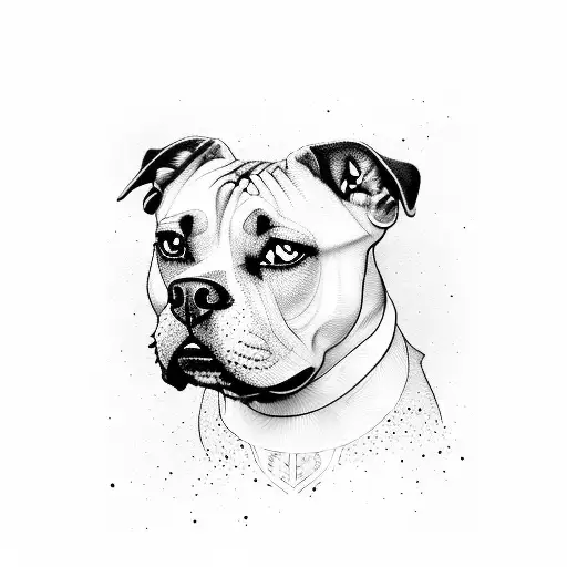 pattes chien incrusté de sa tete staffie tattoo design idea