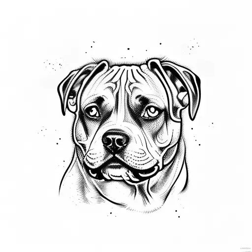 chien staffie noir tattoo design idea