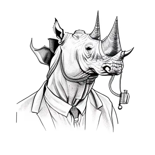 doctor with a rhino head tattoo design idea