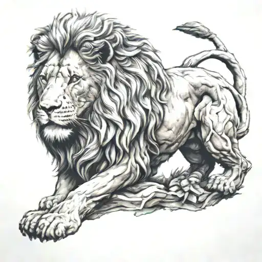 statue lion tattoo design idea