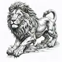 statue lion tattoo design idea