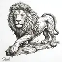 statue lion tattoo design idea