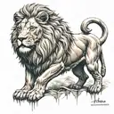 statue lion tattoo design idea