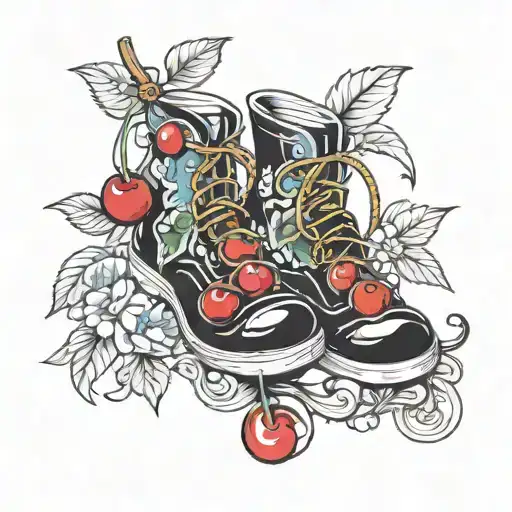 cherry shoes tattoo design idea