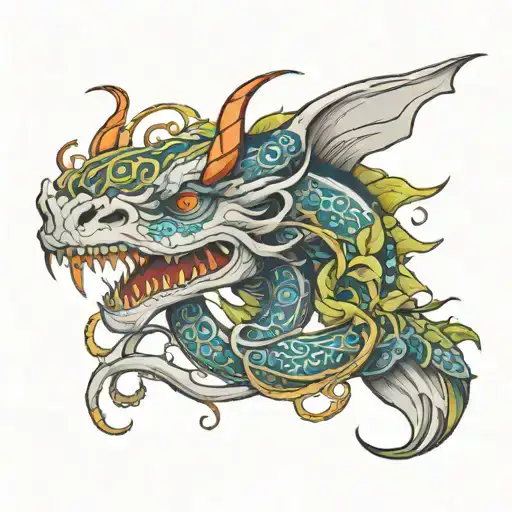 dragon with vines coming out of its eyes tattoo design idea