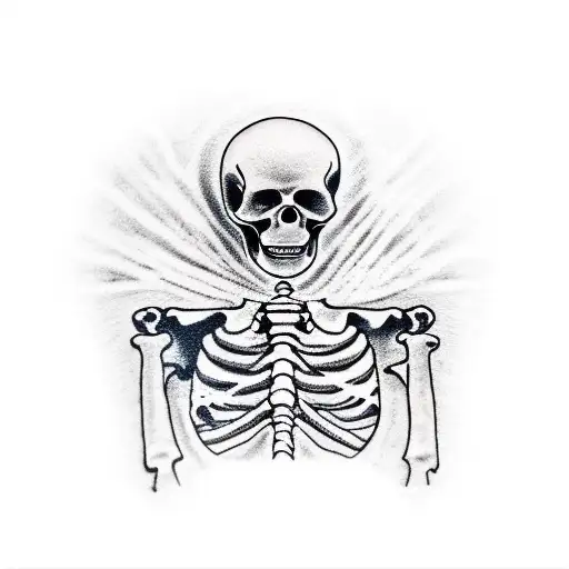 praying skeleton tattoo design idea