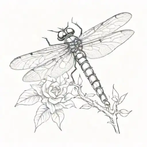 A dragonfly with Frida Kahlo's iconic unibrow incorporated into its wings tattoo design idea