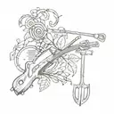 Combine musical notes with farm tools in a tattoo design tattoo design idea