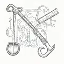 Combine musical notes with farm tools in a tattoo design tattoo design idea
