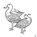 two yellow ducks and one grey duck in a row  tattoo design idea