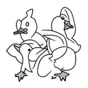 two yellow ducks and one grey duck in a row  tattoo design idea