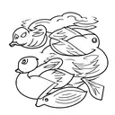 two yellow ducks and one grey duck in a row  tattoo design idea