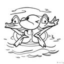 two yellow ducks and one grey duck  tattoo design idea