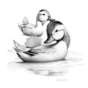 two yellow ducks and one grey duck  tattoo design idea